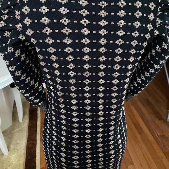 LARA Black and Gold Sheath Mini Dress with Puff Sleeves - Picture 10 of 16